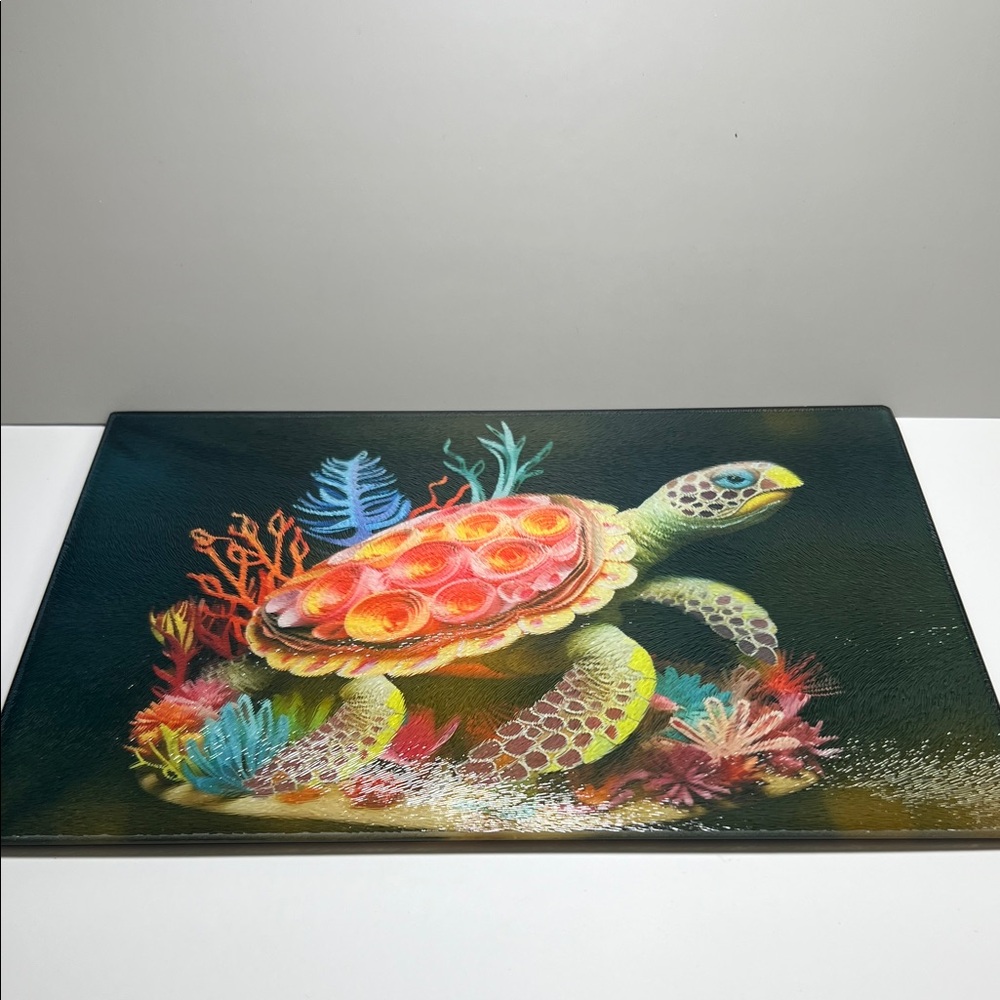 Hand Crafted Colorful Sea Turtle Cutting Board